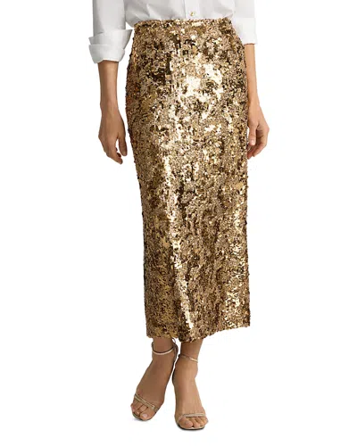 St John St. John Stevie Stretch Sequin Midi Skirt In Brown
