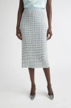 St John St. John Sequin Metallic Eyelash Knit Skirt In Blue