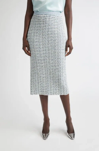 St John St. John Sequin Metallic Eyelash Knit Skirt In Blue