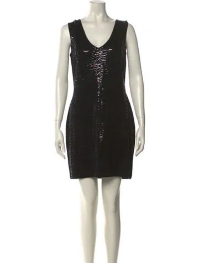 Pre-owned St John Sequin Mini Dress In Black
