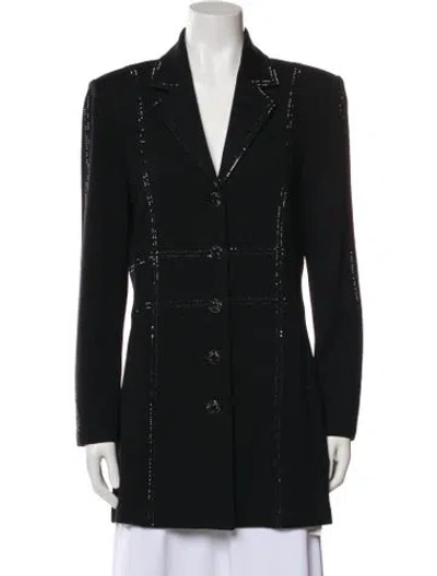 Pre-owned St John Sequin Peacoat In Black