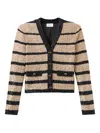 St John Sequin Stripedd Jacket In Neutral