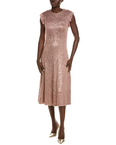 St John St. John Sequin Wool-blend A-line Dress In Pink