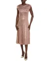 St John Sequin Wool-blend A-line Dress In Pink