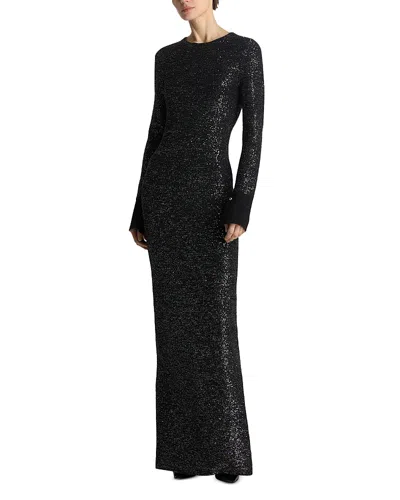 St John Sequined Gown In Black Multi