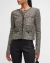 St John Sequin Stretch Lurex Jacket In Gray