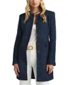 St John Sequined Micro Check Tweed Long Jacket In Midnight Lurex Multi