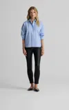 St John Sharon Blouse In Cotton Poplin In Blue