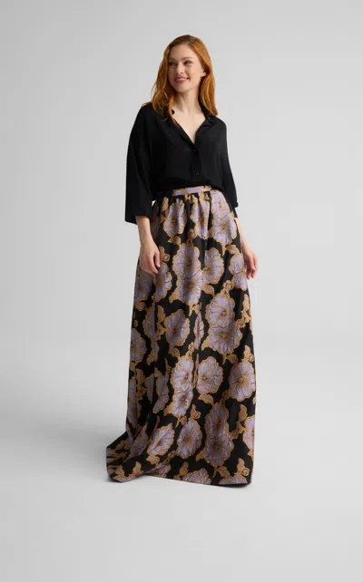 St John Sharon Top In Silk Crepe In Black