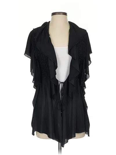 Pre-owned St John Short Sleeve Blouse In Black