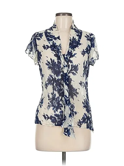 Pre-owned St John Short Sleeve Blouse In Blue