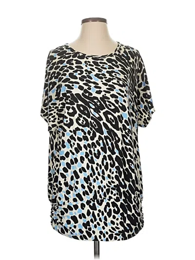 Pre-owned St John Short Sleeve Blouse In Blue