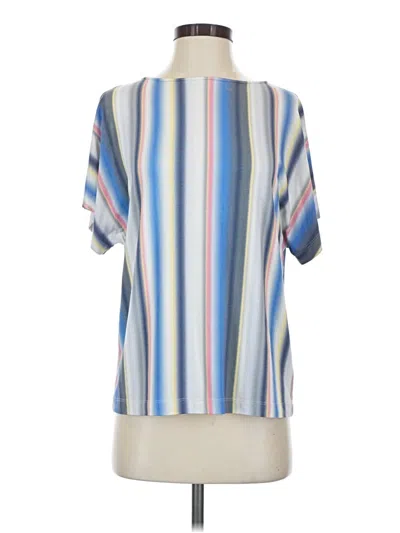 Pre-owned St John Short Sleeve Blouse In Blue