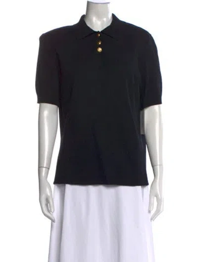 Pre-owned St John Short Sleeve Polo In Black