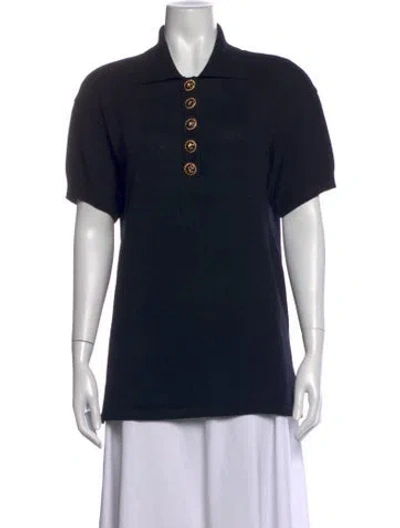 Pre-owned St John Short Sleeve Polo In Black