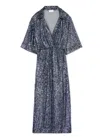 St John Sequin Embroidered Short-sleeve Midi Shirtdress In Royal Blue/silver Multi