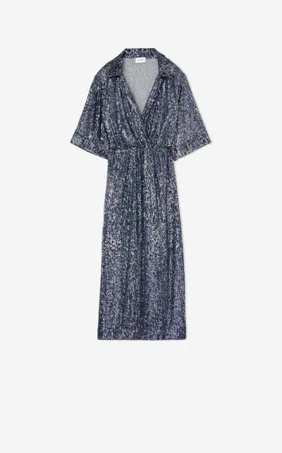 St John Short Sleeve Sequin Gown In Rysm