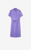 St John Long Sleeve Bateau Neck Dress In Purple