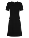 St John Compact Boucle Knit Short Sleeve Dress In Black