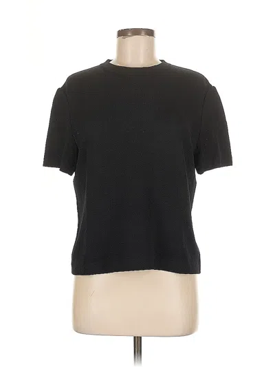 Pre-owned St John Short Sleeve Top Black Crew Neck Tops