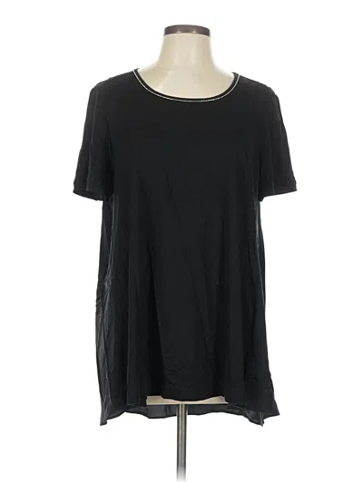 Pre-owned St John Short Sleeve Top Black Scoop Neck Tops
