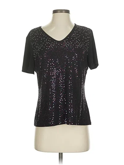 Pre-owned St John Short Sleeve Top Black Stars Pattern V Neck Tops