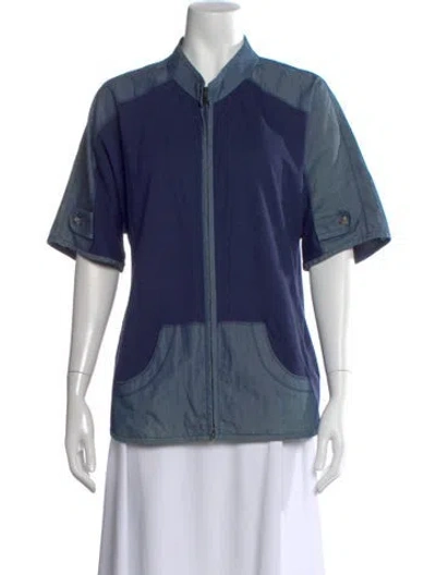 Pre-owned St John Short Sleeve Top In Blue