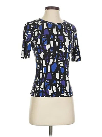 Pre-owned St John Short Sleeve Top Blue Square Neckline Tops