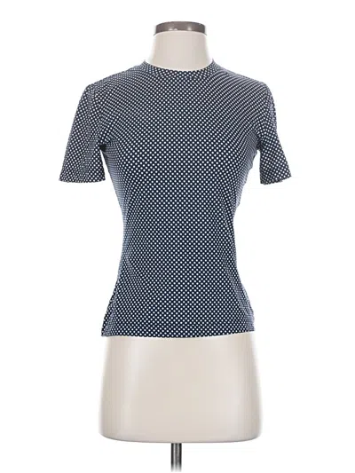 Pre-owned St John Short Sleeve Top Gray Mock Neckline Tops