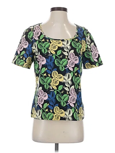 Pre-owned St John Short Sleeve Top Green Sweetheart Neckline Tops