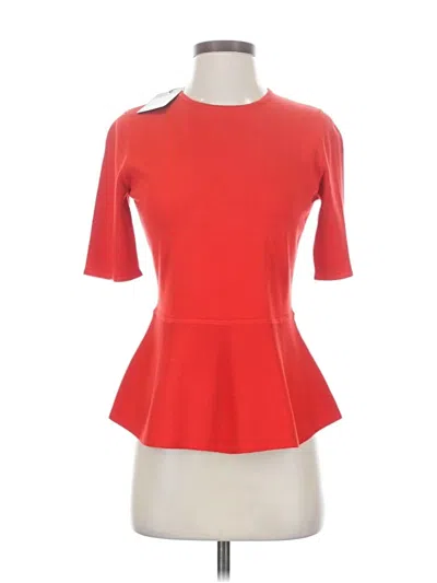 St John Short Sleeve Top Red Mock Neckline Tops