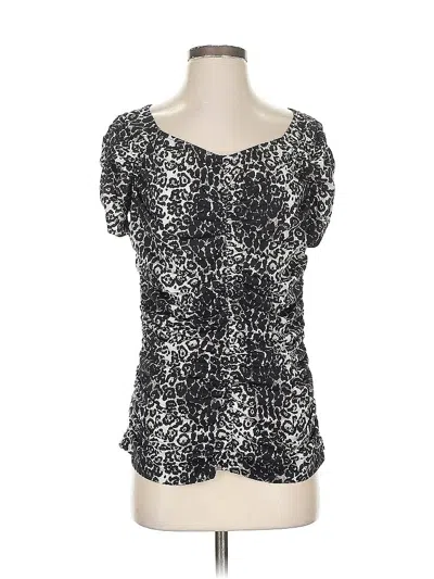 Pre-owned St John Short Sleeve Top Silver Scoop Neck Tops