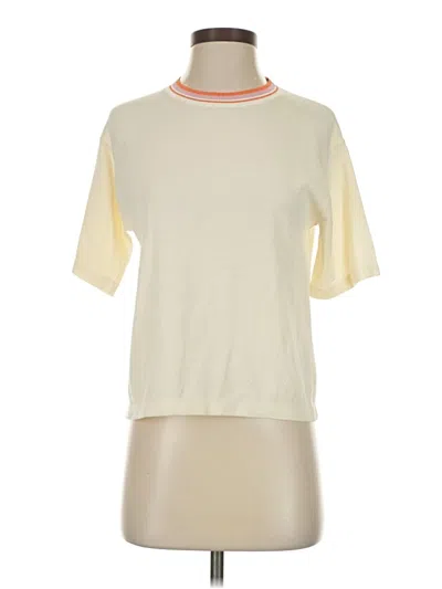 Pre-owned St John Short Sleeve Turtleneck In White