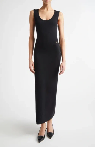 St John St. John Signature Double Face Wool Blend Milano Stitch Sweater Dress In Black