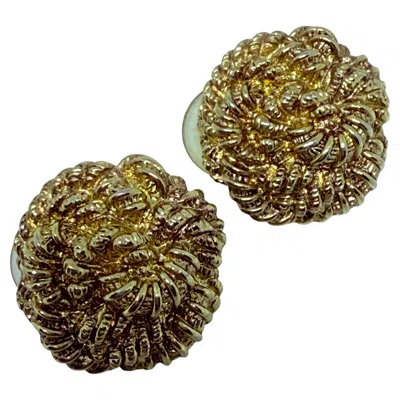 Pre-owned St John Signed Vintage Gold Tone Designer Clip On Earrings In Multi