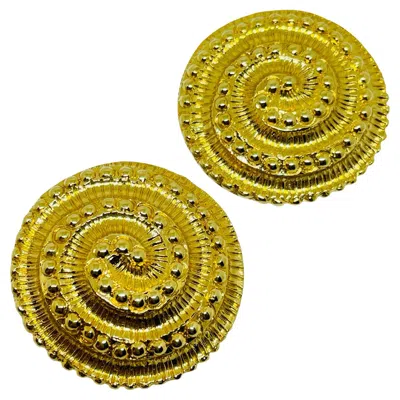 Pre-owned St John St. John Signed Vintage Gold Tone Swirl Designer Clip On Earrings In Multi