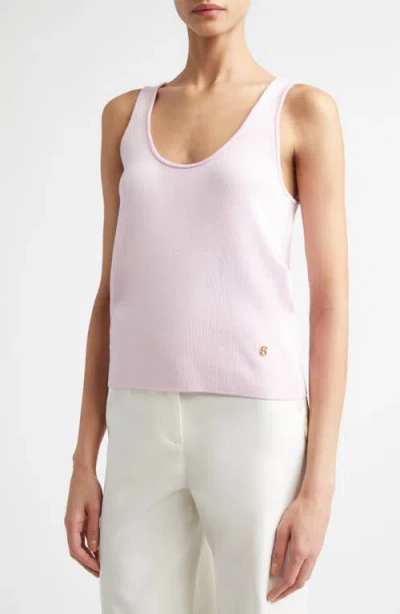 St John St. John Silk & Cotton Sweater Tank In Pink