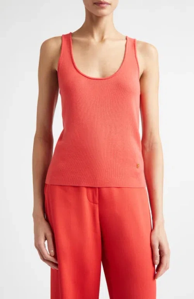 St John St. John Silk & Cotton Sweater Tank In Red