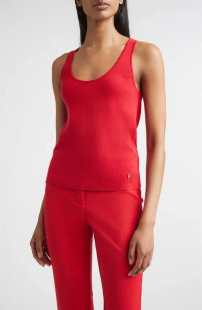 St John St. John Silk & Cotton Sweater Tank In Red