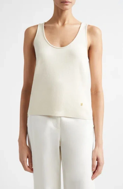 St John St. John Silk & Cotton Sweater Tank In White