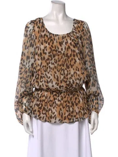 Pre-owned St John Silk Animal Print Blouse In Neutral