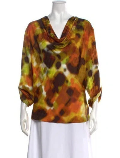Pre-owned St John Silk Animal Print Blouse In Pink