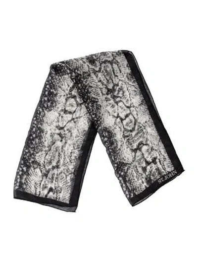 Pre-owned St John Silk Animal Print Scarf In Black