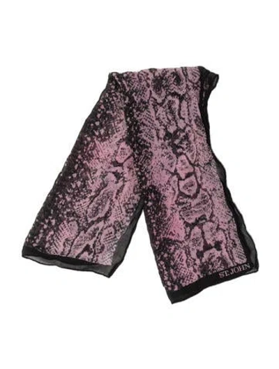 Pre-owned St John Silk Animal Print Scarf In Purple
