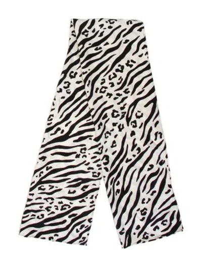 Pre-owned St John Silk Animal Print Shawl In Red
