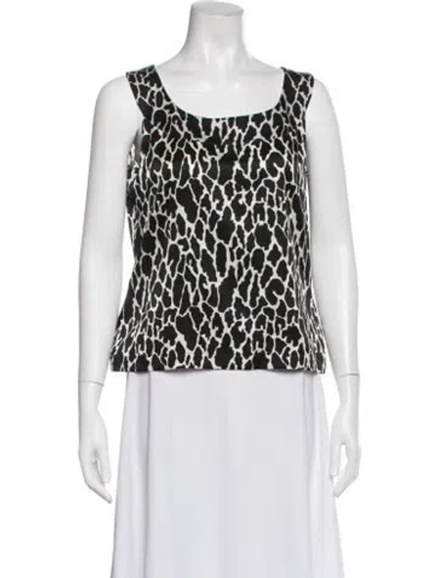 Pre-owned St John Silk Animal Print Top In Black