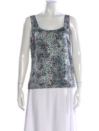 Pre-owned St John Silk Animal Print Top In Blue
