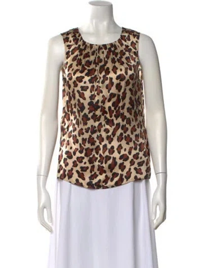 Pre-owned St John Silk Animal Print Top In Multi