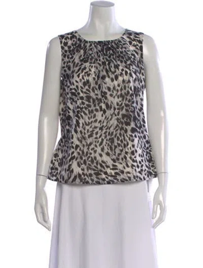 Pre-owned St John Silk Animal Print Top In Multi