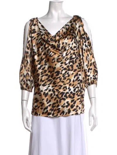 Pre-owned St John Silk Animal Print Top In Multi